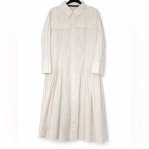 Eloquii Cream Button-Front Maxi Shirt Dress